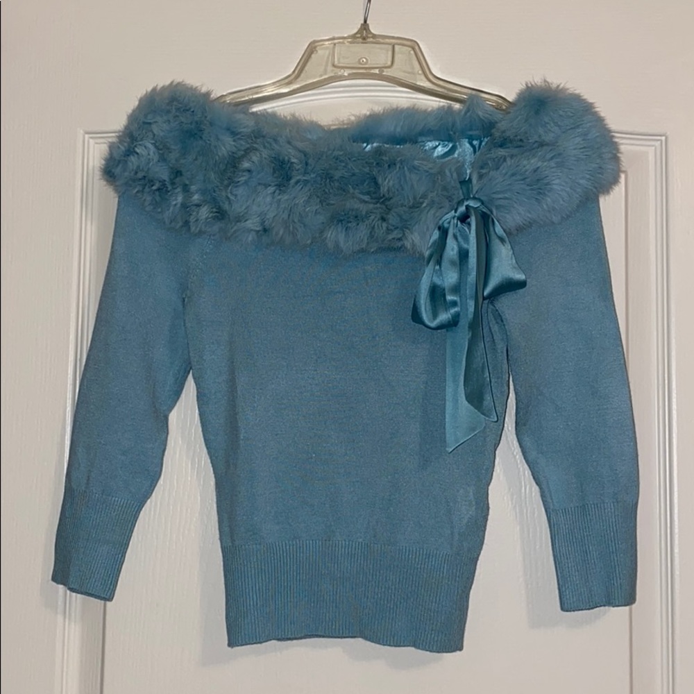 Bebe off the shoulder sweater, Used.